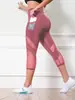 Calça Esportiva Justa com Bolsos de Novo Estilo Transfronteiriça Costurada Levanta Bumbum Calça Yoga Legging Costurada com Renda Calça Feminina