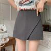 Pantalones Falda Negros Asimétricos de Cintura Alta Estilo Coreano de Verano Ajustados al Cuerpo para Mujer Pantalones Cortos con Cremallera Línea A Pequeños