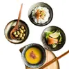 Pequeño Bol de Vajilla Japonesa Hogareño Cerámica Bol para Fideos Bol para Sopa Bol Individual para Arroz Bol con Sombrero de Bambú