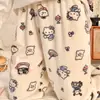 Pantalones de pijama lindos de Crayon Shin-Chan para mujer, terciopelo coral, otoño e invierno, dormitorio estudiantil, casual, franela, pantalones para el hogar