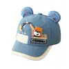 Boné de beisebol infantil, novo chapéu de outono com desenho de urso e escavadeira, boné de veludo cotelê fofo estilo coreano, transfronteiriço