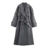 Comércio exterior inverno 2025 novo estilo europeu e americano moda feminina elegante casaco de abotoamento duplo com cinto 1255892