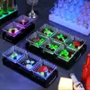 Estante de barra led luminoso para platos de frutas barra transparente plato de frutas creativo de tres niveles plato para postres frutas bocadillos compartimento comercial
