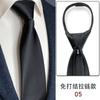 Vestido Camisa de Cuello Blanco para Negocios y Trabajo, Corbata de Cremallera Simple sin Nudos, Rayas Azul Oscuro