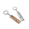 Llavero de Acero Inoxidable Silbato Pequeño Tubo Doble Plano de Alta Frecuencia Metal Exterior Primeros Auxilios Autorescate Supervivencia Accesorios