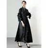Vestido Miyake Plissado Moda Primavera 2026 Cor Sólida Elegante Tamanho Plus Size Outono Inicial Manga Longa Babado Alta Elasticidade para Mulheres