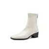Mais confortáveis de usar, sola silenciosa, para o trajeto diário, botas emagrecedoras Outono/Inverno 2026, salto médio grosso, versáteis, bico quadrado, circunferência estreita do cano, botins elásticos para mulheres