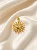 Pingente Sol Banhado a Ouro 18K com Preservação de Cor Transfronteiriço, Pingente Vintage Deus Sol Cravejado com Diamantes, Acessórios para Joias DIY, Fornecimento de Comércio Exterior