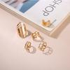 Comercio Electrónico Europeo y Americano Transfronterizo Nuevo Estilo Anillo Geométrico con Forma de Corazón de Pan de Oro Set de 5 Piezas Anillos Ajustables Venta al por Mayor