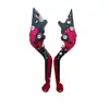 Manillar Plegable CNC Modificación de Motocicleta Vehículo Eléctrico Palancas de Freno Embrague Esquema de Color Rojo Negro Ajustable