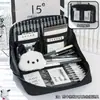 Estuche de Lápices Panda de 12 Compartimentos de Gran Capacidad, Linda Caja de Lápices Estilo Ins para Niños, Caja de Papelería Capibara para Estudiantes de Primaria y Secundaria