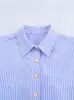 Novos produtos transfronteiriços 2024 estilo europeu e americano feminino comércio exterior atacado ZRA em estoque camisa listrada de botões