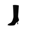 Comercio Exterior Botas Apiladas de Caña Corta Tacón Fino Tacón Alto Botas Vaqueras Occidentales Botines para Mujer color albaricoque Aspecto Delgado Moda Caña Media Botas Individuales