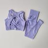 Sutiã Esportivo à Prova de Choque para Mulheres, Sutiã Europeu e Americano Profissional para Fitness sem Costas, Conjunto de Duas Peças de Roupa de Yoga de Cintura Alta de Secagem Rápida para Corrida