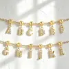 Pulseira de aço inoxidável com pingentes de letra de luxo 26 letras com zircônia transparente requintada A-Z Acessórios para joias DIY