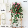 Enredadera artificial de rosa té, guirnalda de flores de rosa, enredadera de flores artificiales, colgante de pared, flor de plástico, decoración de techo, cubierta de tubería de agua de aire acondicionado, parasol