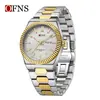 Ofns Reloj de Moda Más Vendido Transfronterizo Clásico para Hombre con Doble Calendario de Cuarzo Correa de Acero Luminosa Reloj de Cuarzo de Negocios para Hombres