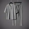 Verano 2026 Nuevo Estilo Chino Traje Tang para Hombre Tencel Lino Gama Alta Manga Corta Lujo Ligero Pantalones Largos Conjunto Casual para Hombre