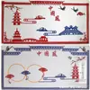 Criação Criativa de Anel de Porcelana Azul e Branca Estilo Chinês Material de Borda Adesivos de Parede Decorativos Tema de Layout de Sala de Aula de Jardim de Infância Parede