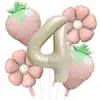 Nuevo Set de Globos con Tema de Frutas de Foil de Aluminio Blanco Lechoso Mate con Fresas para Decoraciones Hawaianas en Fiestas de Cumpleaños Infantiles