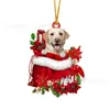 2023 nuevo creativo transfronterizo adornos de perro muñeco de nieve de Navidad adornos planos acrílicos para coche decoraciones de Navidad