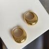 [Galvanoplastia de ouro real] Coreia do Sul oval oco gota de água temperamento nicho luz luxo alto design brincos de fivela de orelha