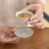 Mesa de hielo, taza de té de doble línea pintada a mano, taza personal para el hogar para hombres y mujeres, juego de té de cerámica Kung Fu, taza de degustación individual, posavasos