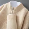 Suéter de punto para hombre con cuello alto y cremallera, 100% lana pura, engrosado para abrigar, adecuado para uso de negocios casual, nuevo estilo de invierno