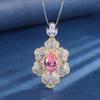 Joias Zhuang Shengsheng Cobre Banhado a Ouro Europeu e Americano Simulação Flor de Cerejeira Diamante Rosa Flor Criativa em Formato de Conjunto Completo de Diamantes 10*14