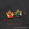 Oro Antiguo Color Fuerte Retención de Color Goteo de Aceite Ruyi Candado Dorado Flor de Loto Hacha de Monje Pavo Real Colgante Adorno Colgante Accesorios Hechos a Mano Tejidos DIY