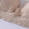 Lencería Sexy de Encaje Francés con Copas Triangulares sin Aros para Pechos Grandes y Pequeños, Espalda Delgada Hermosa en Forma de V