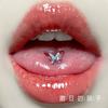 Uña de lengua de mariposa Bingya acero titanio rosca externa 14G dulce genial uña de lengua anillo de lengua joyería para piercing de lengua al por mayor