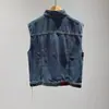 Chaleco de Mezclilla Corto Versátil Adelgazante de Cuello Alto de un Solo Botón Estilo Vintage Chaqueta para Mujer 13300