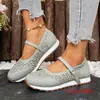 2025 Primavera y Verano Nuevos Comercio Exterior Talla Grande Transfronterizo Transpirable Poco Profundo Hebilla Zapatos Casual Versátil Zapatos de Mujer Europeos y Americanos