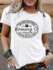 Camiseta de Manga Corta Redonda Casual Holgada de Moda con Patrón de Reutilización Europea y Americana Transfronteriza de Amazon Comercio Electrónico Transfronterizo para Mujer