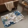 Alfombra de Baño Floral 3D de Lujo Ligero con Toque de Alta Gama, Felpudo Decorativo para el Hogar Antideslizante, Alfombrilla Absorbente para Pies de Baño