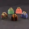 Bolsa Mini Bolsa de Mão de Cristal de Pedra Bruta Natural Escultura de Cristal Jade Bolsa Pequena Pingente Ágata Ornamento de Pedra Bruta