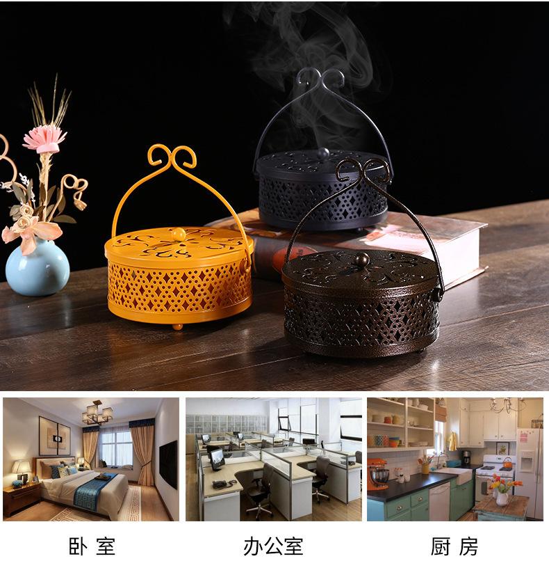 铁艺蚊香盘托家用神器蚊香架防火防烫带盖大号创意放文香盒子香炉