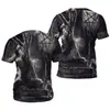Ropa de Verano para Hombre al por Mayor Nueva Transfronteriza Camiseta de Manga Corta para Hombre Estrella de Cinco Puntas 3D Personalizada Top de Manga Corta Estilo Americano Personalización