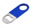 Venta al por mayor de fábrica acero inoxidable simple plano sumergir plástico PVC abridor de botellas cerveza bebida botella abridor gadgets de cocina