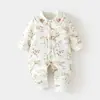 Macacão de Bebê para Meninas, Novo Estilo Outono e Inverno, Algodão Acolchoado, Roupa de Algodão Engrossada e Quente para Meninos