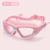 Gafas de natación de marco grande para niños y estudiantes, impermeables, antivaho, HD, gran angular, con tapones para los oídos de una sola pieza para niños y niñas, gafas de natación profesionales