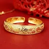 Pulseira de cobre banhada a ouro vietnamita com estilo chinês vintage, pulseira larga da moda com motivos de pega e flor de ameixeira, atacado