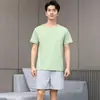 Pijama Masculino de Verão, Shorts de Manga Curta de Verão, Roupa para Casa, Conjuntos Finos Casuais Esportivos Frescos e Largos Atacado