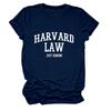 Amazon Ebay Estación Independiente Cómoda Casual Mujer Harvard Law Solo Cuello Redondo Camiseta de Manga Corta al Mayoreo