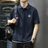 Camisa tipo Polo de peso pesado de verano, dos piezas falsas, camiseta de manga corta para hombre, corte holgado, talla grande, marca moderna estilo americano, camisa tipo Polo de manga corta con cuello