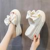 Comercio exterior talla grande lazo tacón grueso zapatillas de mujer planas tacón alto punta abierta moda elegante mostrar pies sandalias pequeñas