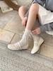 Versión de Altura Interior ~ Zapatos de Ballet con Remaches de Gipsofila Retro para Mujer Nuevo Zapato Mary Jane de Boca Baja con Correa de Hebilla de Una Línea