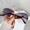 Óculos de Sol de Alta Qualidade com Proteção UV para Mulheres, Novos Óculos de Sol com Cor Degradê, Óculos de Armação Grande Poligonal para Mulheres, Óculos Sem Aro