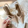Zapatos de Tacón Alto para Mujer con Punta Fina, Antideslizantes, Correa con Hebilla, Piel Charol, Punta Fina, Zapatos de Salón Individuales, Estilo Versátil, Novedad Verano 2026